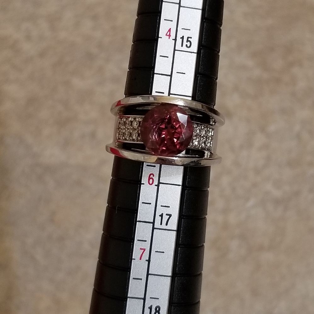14k WG Pink Tourmaline and Diamond